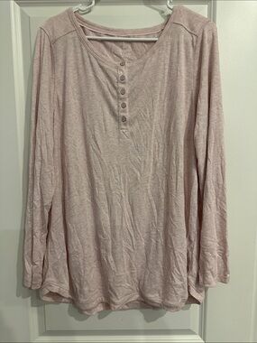 Talbots Everyday Lightweight Long-Sleeve Henley Top - Soft Pink